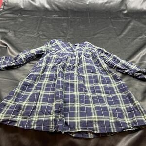 GIRLS blue and green flannel design long sleeve dress